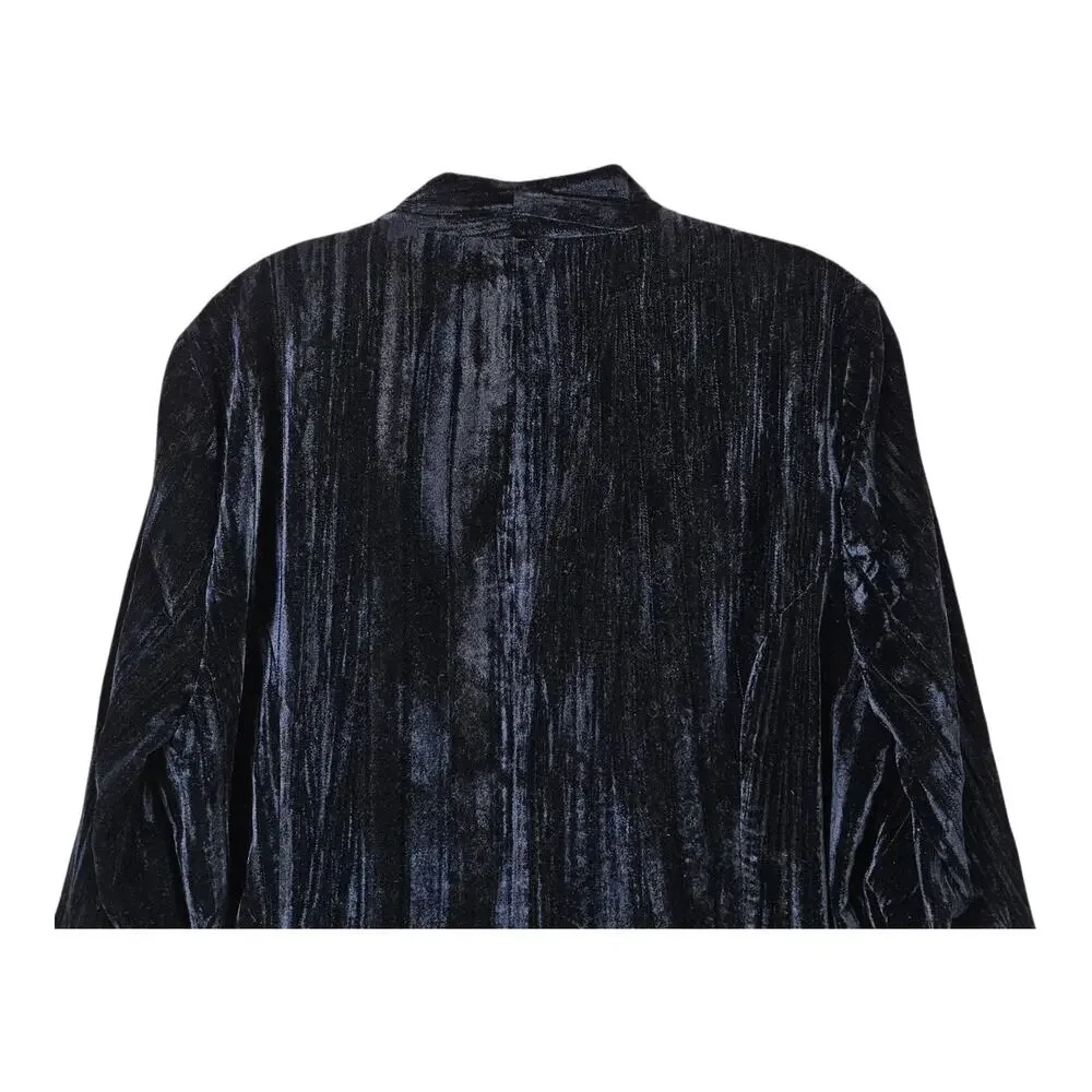 MAURICES Size L Jacket Black Crushed Velvet Open 3/4 Sleeve Lined Whimsigoth 42